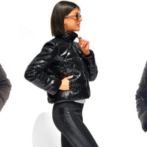 Ciao Milano sequin puffer coat cropped